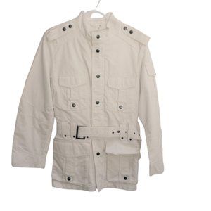 Sasch Denim Division Women's Military Utility Snap Button Jacket White Size L-XL